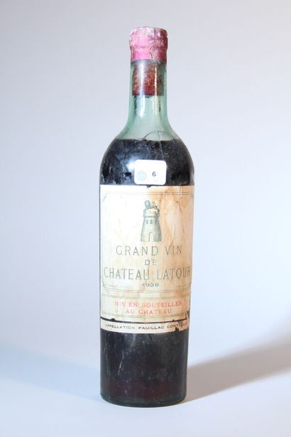 null 1938 - Château Latour, Pauillac, 1 blle, début-épaule, étiquette abimée