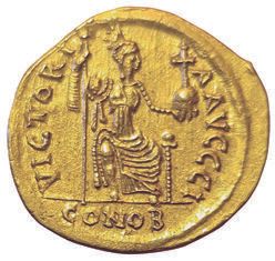 null Byzance. Justin II. Solidus. R/ VICTORIA AVGGGI. Carthage. 4,5grs. Sear 391....