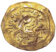 null Byzance. Justinien. 545-565. Semissis. R/ VICTORIA AVGGG et chrisme inversé....