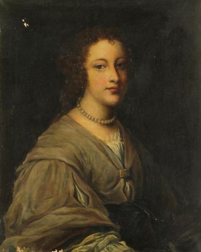 ECOLE FRANÇAISE DU XIXÈME SIÈCLE DANS LE GOÛT DU XVIIÈME Portrait de Dame au collier...