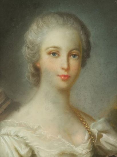 École française du XIXème siècle dans le goût du XVIIIème Portrait d'une élégante...