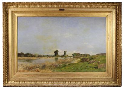 Edmond YON (1836-1897) Jour d'été Huile sur toile, signée en bas, à droite et datée...