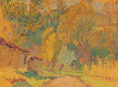 Joseph LEPINE (1867-1943) Esquisse de paysage Huile sur toile 46 x 62 cm