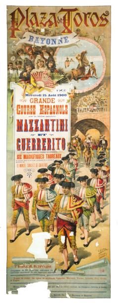 null GRANDE AFFICHE BAYONNE 15 AOÛT 1900

Mazzantini / Guerrerito

Ill. E. Pastor,...