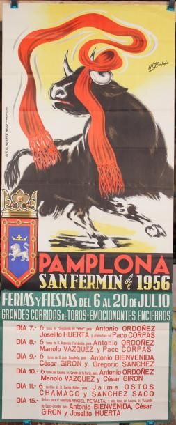 null Affiche Pamplona San Fermin 1956Feria y fiestas144 x 60 cm