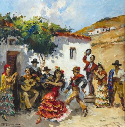 null FLORIT ENRIQUE (XIXème-XXème)

Bulerías

Rocío

Paire d'huiles sur toile,

signées...