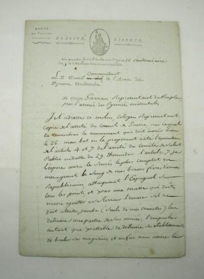 null MONCEY (Bon-Adrien JEANNOT de) 1754-1842. Maréchal d'Empire

Armée des Pyrénées...
