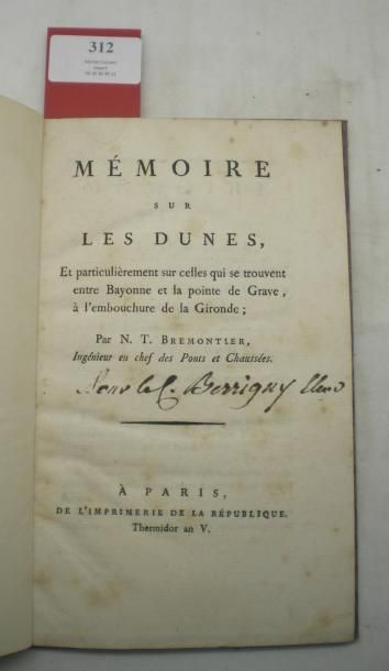 null BREMONTIER (Nicolas Thomas (ou Théodore))

Mémoire sur les Dunes, et particulièrement...