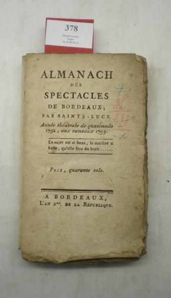 null SAINTE-LUCE OUDAILLE

Almanach des Spectacles de Bordeaux. Année théâtrale de...