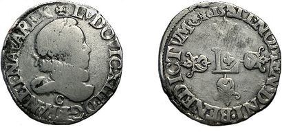 null 469- Louis XIII. 1610-1643. Demi Franc à la grossetête laurée, au col fraisé....