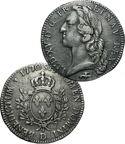 null 498- Louis XV. Ecu au bandeau 1770 D. Lyon.Gad.322 (R3). Variété au nez busqué...