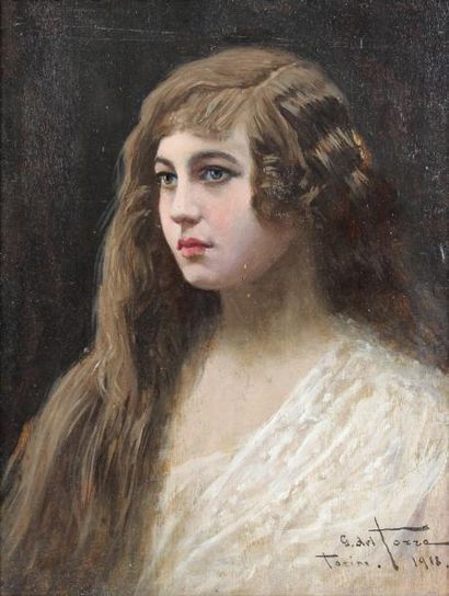 null DEL TORRE Giulio (1856-1932)

Portrait de jeune femme

Huile sur panneau signée,...