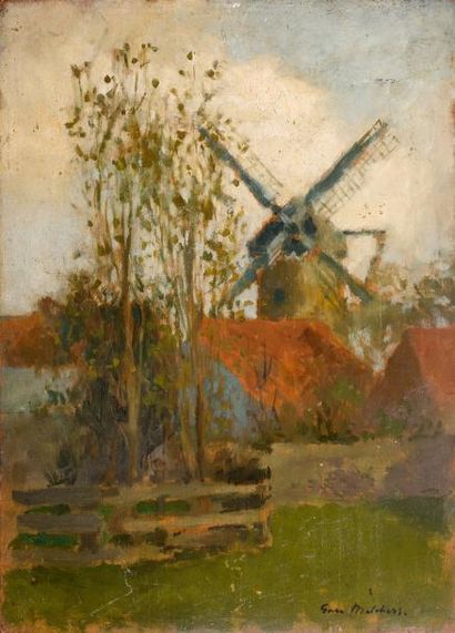 null MELCHERS Gari (1860-1932)

Toits et moulin

Huile sur panneau, signé bas à droite

35...