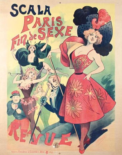 null Alfred Choubrac (1853-1902)Scala Paris " Fin de sexe" (revue)Affiche, 1895,...
