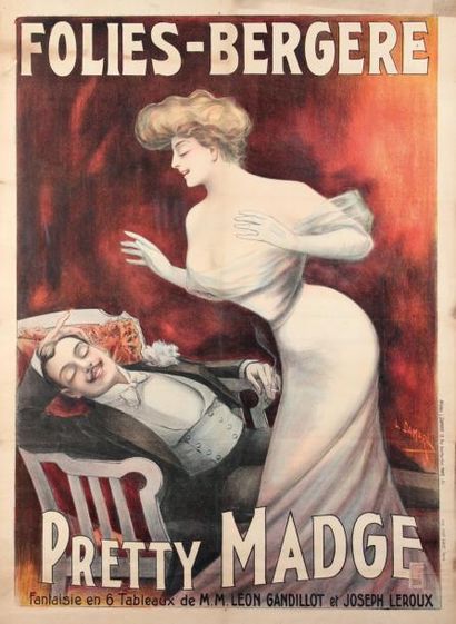 null L. Damaré (18..-1927)Folie bergère "pretty Madge"Affiche, 1907, Imp. Louis Gauce,125,5...