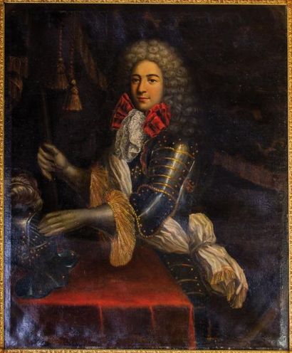 null ECOLE FRANCAISE VERS 1690,

ENTOURAGE DE MIGNARD

Portrait d'homme en armure...