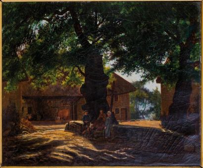 null MARC ADOLPHE POTTER (1835-1911) 

À l'ombre dans la cour de la ferme

Huile...