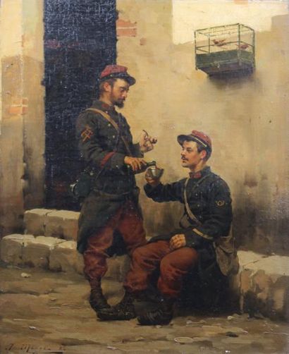 JULES MONGE (1855-1934)

La halte des soldats,...