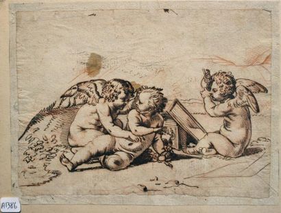 Ecole ITALIENNE vers 1700 

Putti jouant

Plume...