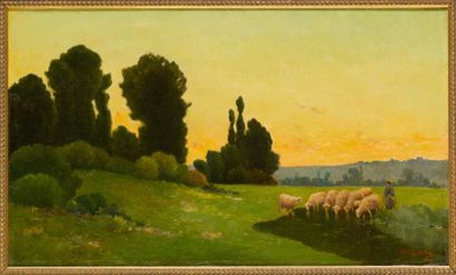 null Jacques Henri DELPY (1877-1957)

Troupeau de moutons au soleil couchant

Huile...