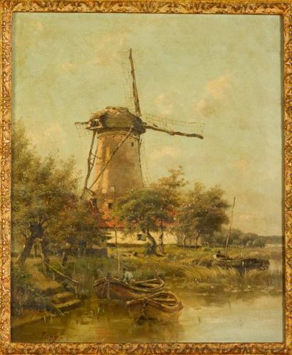 null Louis-Aimé JAPY (1840-1916)

Pêcheur en barque devant le moulin

Huile sur toile,...