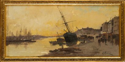 null A. MICHEL

pseudonyme de E. GALIEN-LALOUE (1854-1941)

Le port

Huile sur panneau,...
