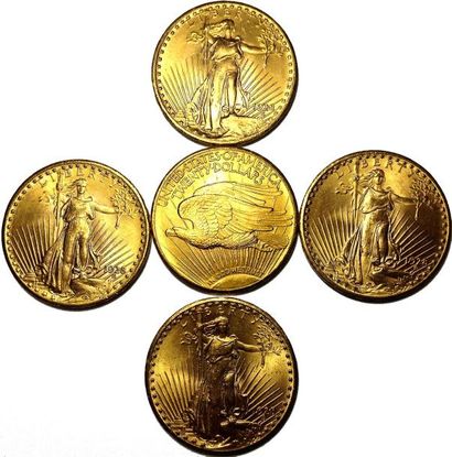 USA. 5 pièces de 20 Dollars Saint Gaudens...