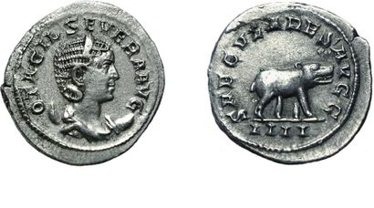 null Rome. Otacillie Sévère. Antoninien. R/ SAECULARES AUGG IIII. Hippopotame à droite....