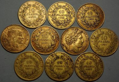 null 10 PIÈCES DE 10 FRANCS Napoléon III et Coq(1). Années diverses. TB-TB+-TTB