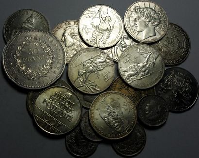null LOT ARGENT 10 pièces de 100Frs Charlemagne(2), Lafayette(2), Liberté(3), Fraternité,...