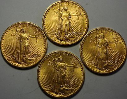 null USA : 4 PIÈCES DE 20 DOLLARS 1908 (3 ex.), 1910 S. qSUP