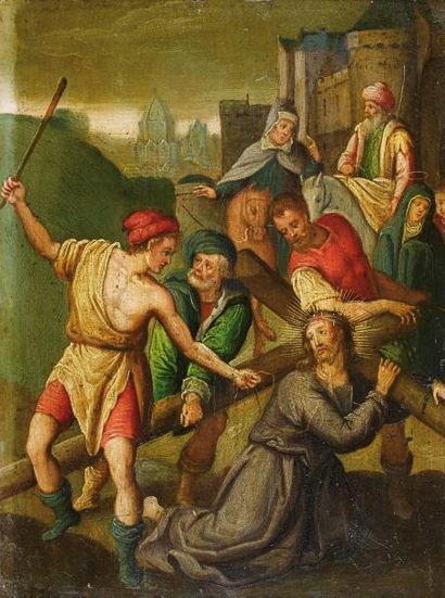 null ECOLE FLAMANDE DU XVIIème SIÈCLEENTOURAGE DE JOOST MOMPER (1564-1635)La Couronne...