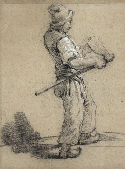null ATTRIBUÉ À PIERRE OZANNE (BREST 1737 - 1813) Quatre études de métiers Crayon...