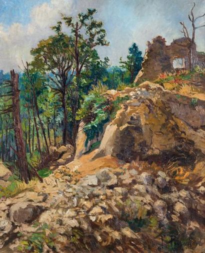 null Fernand PINAL (1881-1958)Les ruines, le château de la FolieHuile sur toile,...
