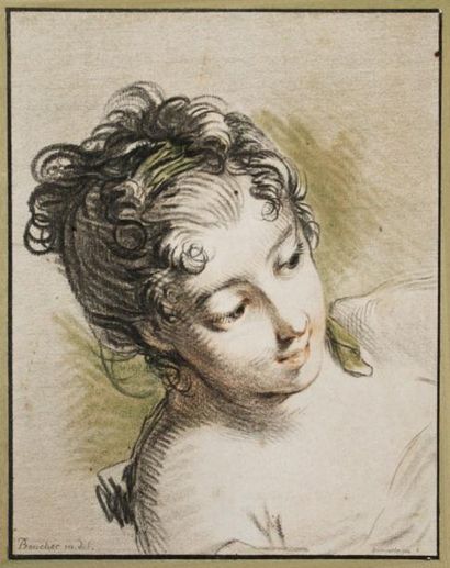 null GILLES-ANTOINE DEMARTEAU (1750-1802)Tête d’étude - Tête de femmeN° 149, 217....