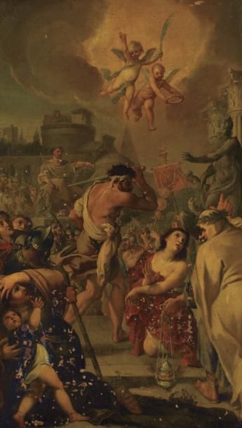 null Aureliano MILANI (Bologne 1675-1749) Le martyre de Sainte Agnès (?) Toile -...