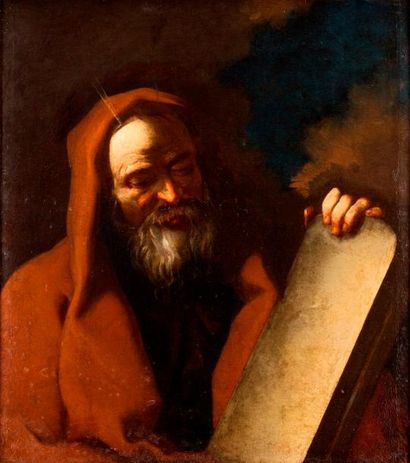null Attribué à Giuseppe PETRINI (1677-1758) Moïse avec les Tables de la Loi Toile...