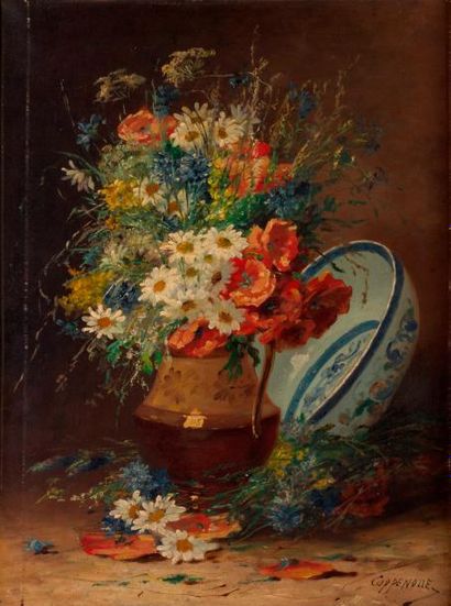 null Edmond Van COPPENOLLE (1846-1914) Le bouquet Huile sur toile, signée en bas...