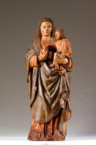 null Vierge à l’Enfant en bois polychrome Fin du XVème siècle - début XVIème siècle...