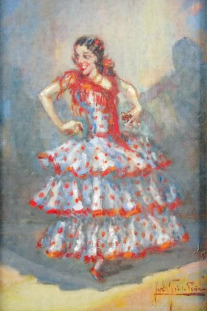 null DE LA PENA José Garcia (XXème)

	Danseuse espagnole

	Huile sur toile signée...