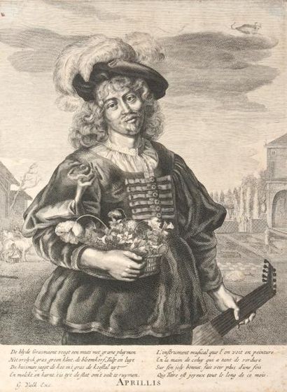 null GERARD VALCK (1626-1680) LES MOIS DE L’ANNEEsérie complète des douze planches...