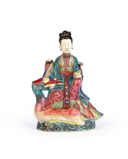 null Statuette DE Guan YINEN Porcelaine PolychromeChine, fin du XIXème siècleReprésentée...