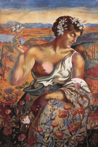 null RENE PIOT (1869-1934)FloreFresque, Petites fentes visibles 123 x 83 cm