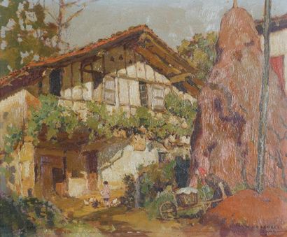 null ROGANEAU François-Maurice (1883-1974)

	Maison basque à Sare

	Huile sur panneau...