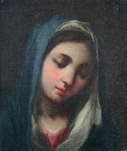 null Ecole italienne XVIII°

	Visage de vierge au voile

	Peinture sur toile - 33...