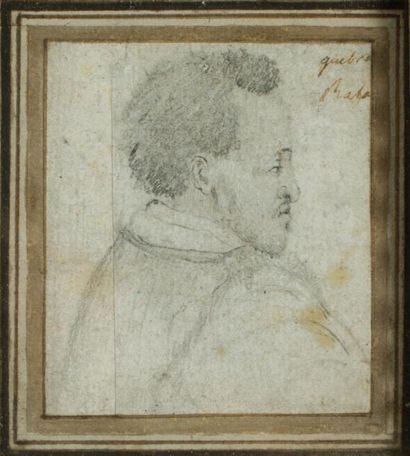 null Ecole italienne fin XVI° début XVII°

	Portrait d’homme de profil 

	Dessin...