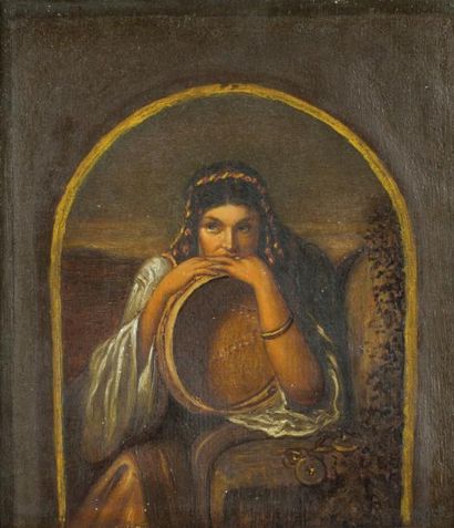 null PORTAELS Jean-François (1818-1895)

	Femme au tambour de basque

	Huile sur...