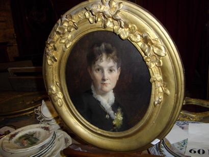 null DESCHAMPS Louis (1846-1902)

	Portrait de jeune femme

	Huile sur panneau de...
