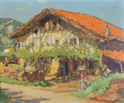 null ROGANEAU François-Maurice (1883-1974)

	Caserio basque San Pelayo à Zarauz

	Huile...