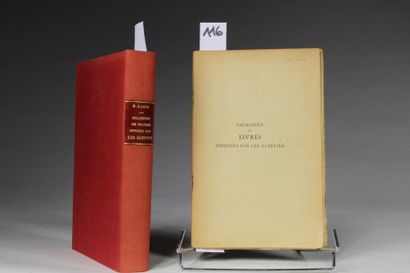 null RAHIR (Édouard) - ELZEVIER : Catalogue d'une collection unique de volumes imprimés...